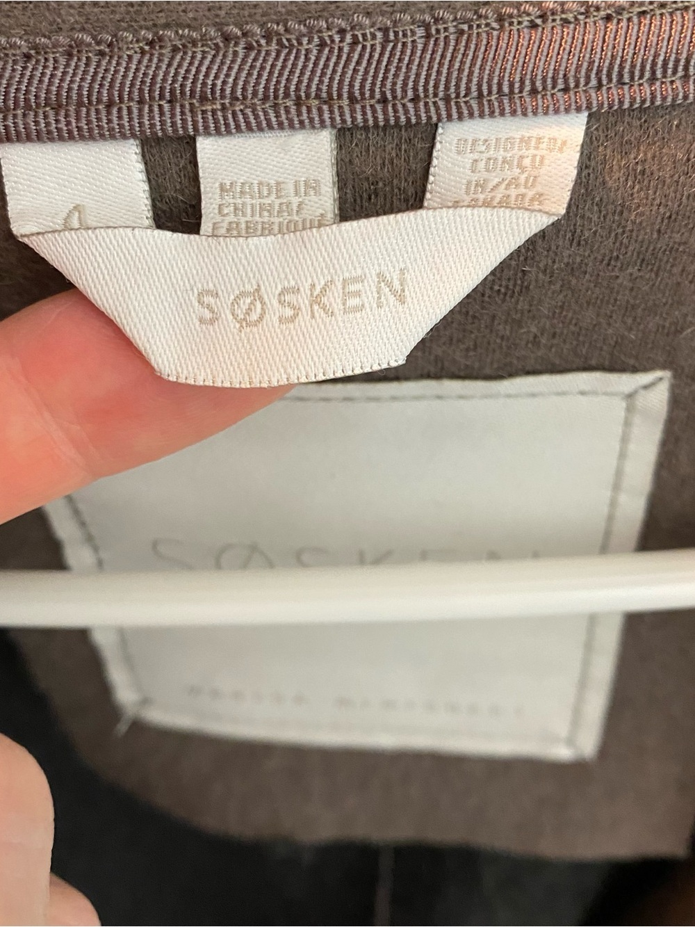 Sosken Bella Coat Trench Jacket Womens Size XL 4 Taupe Gray Pockets Open Front - Picture 5 of 13